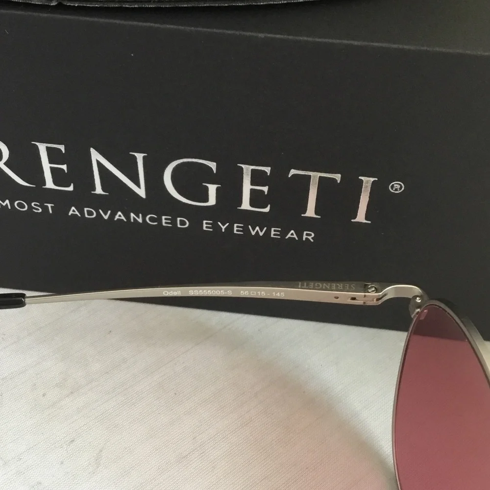 Serengeti Odell Silver Frame Sunglasses with Pink Lenses. - Picture 2 of 5